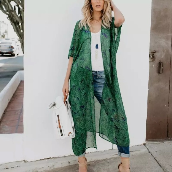 Bohemian Pine Green printed Cardi - Picture 2 of 2